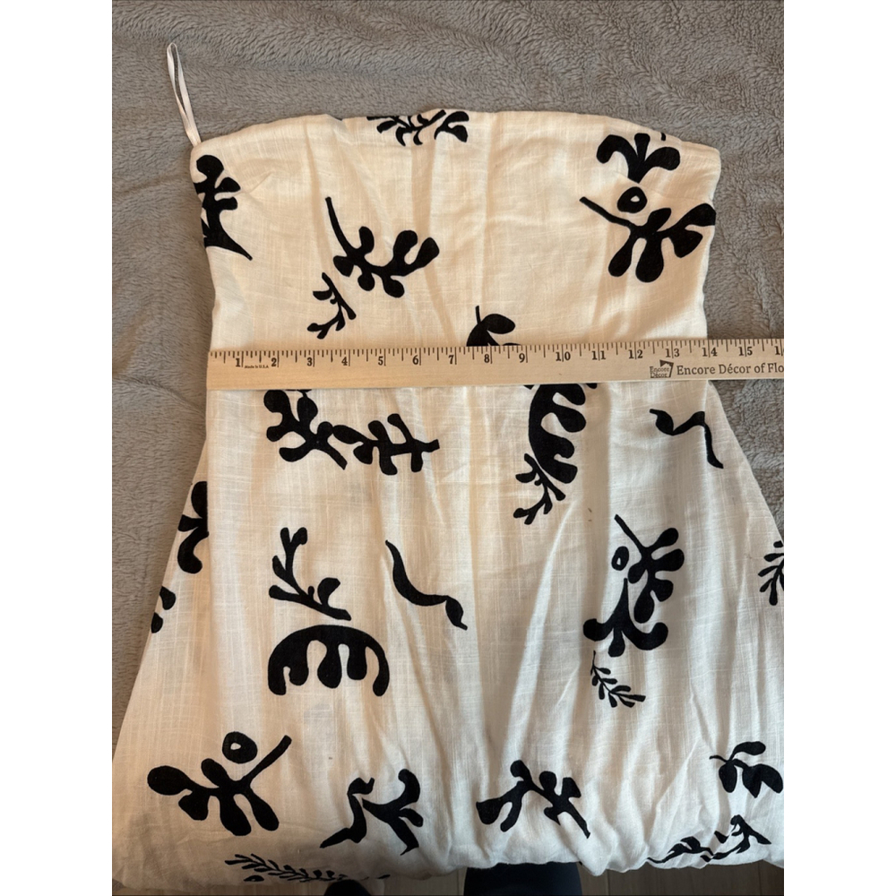 Strapless White Maxi Dress with Black Leaf Print - Picture 3 of 8